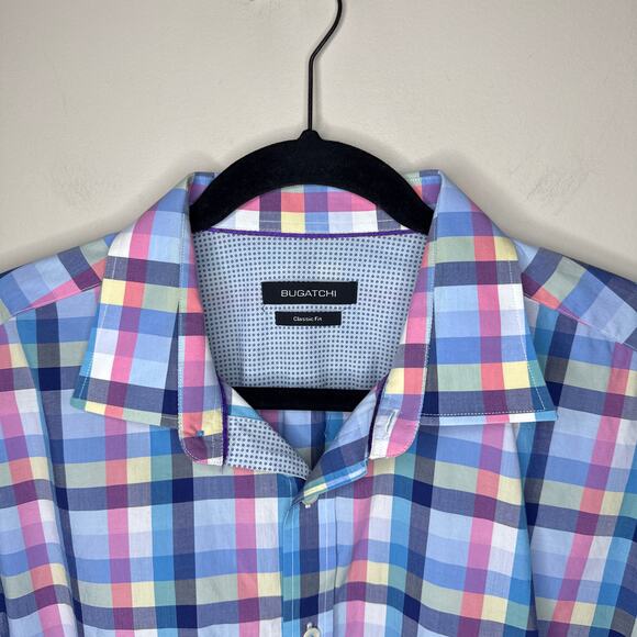 Bugatchi Men's Classic Fit Flip Cuff Multi-Color Plaid Button Front Shirt XL‎ - Picture 3 of 9